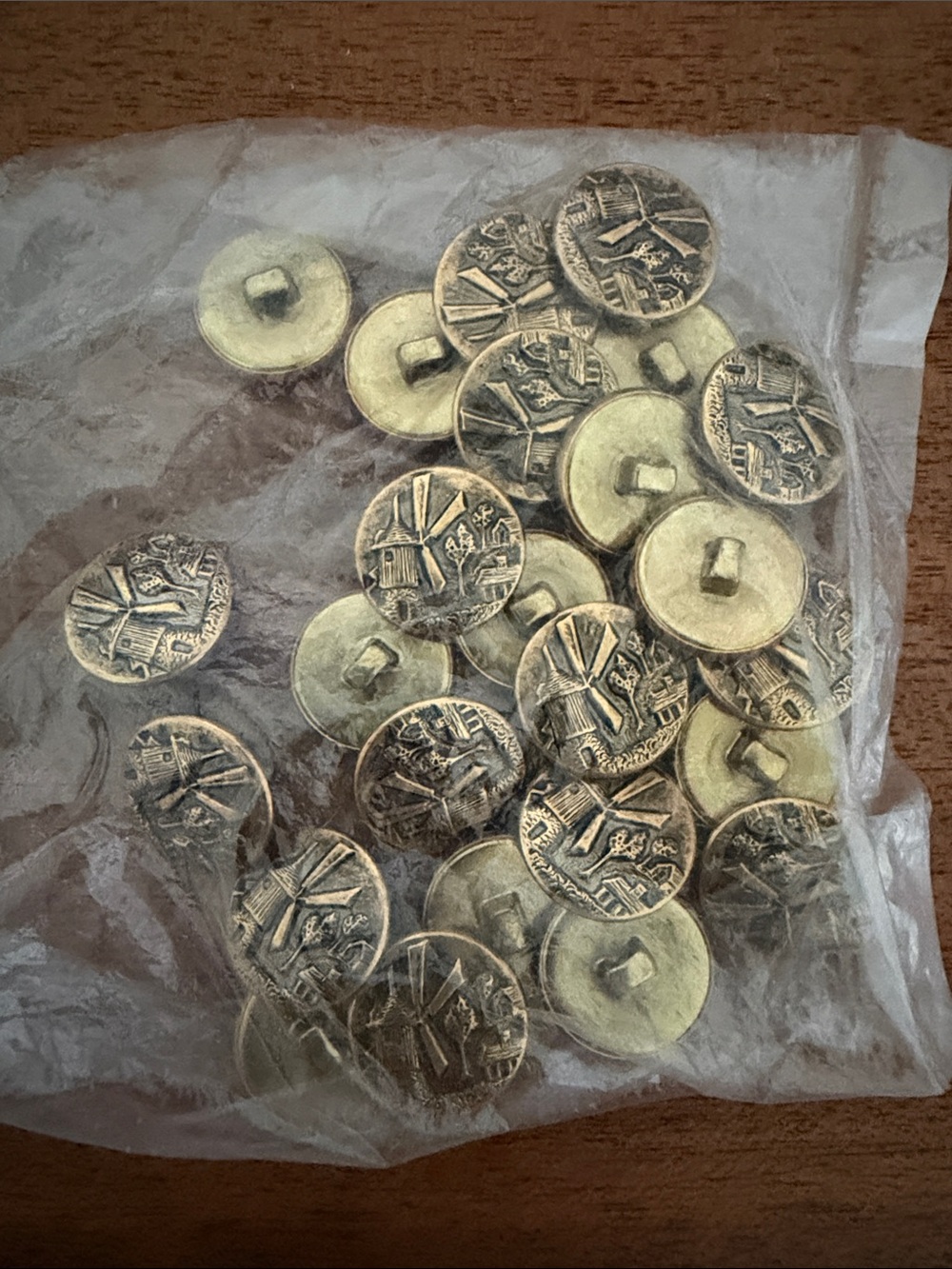 Vintage Gold Windmill Buttons Lot of 25 Shank Back 7/8" 22mm
